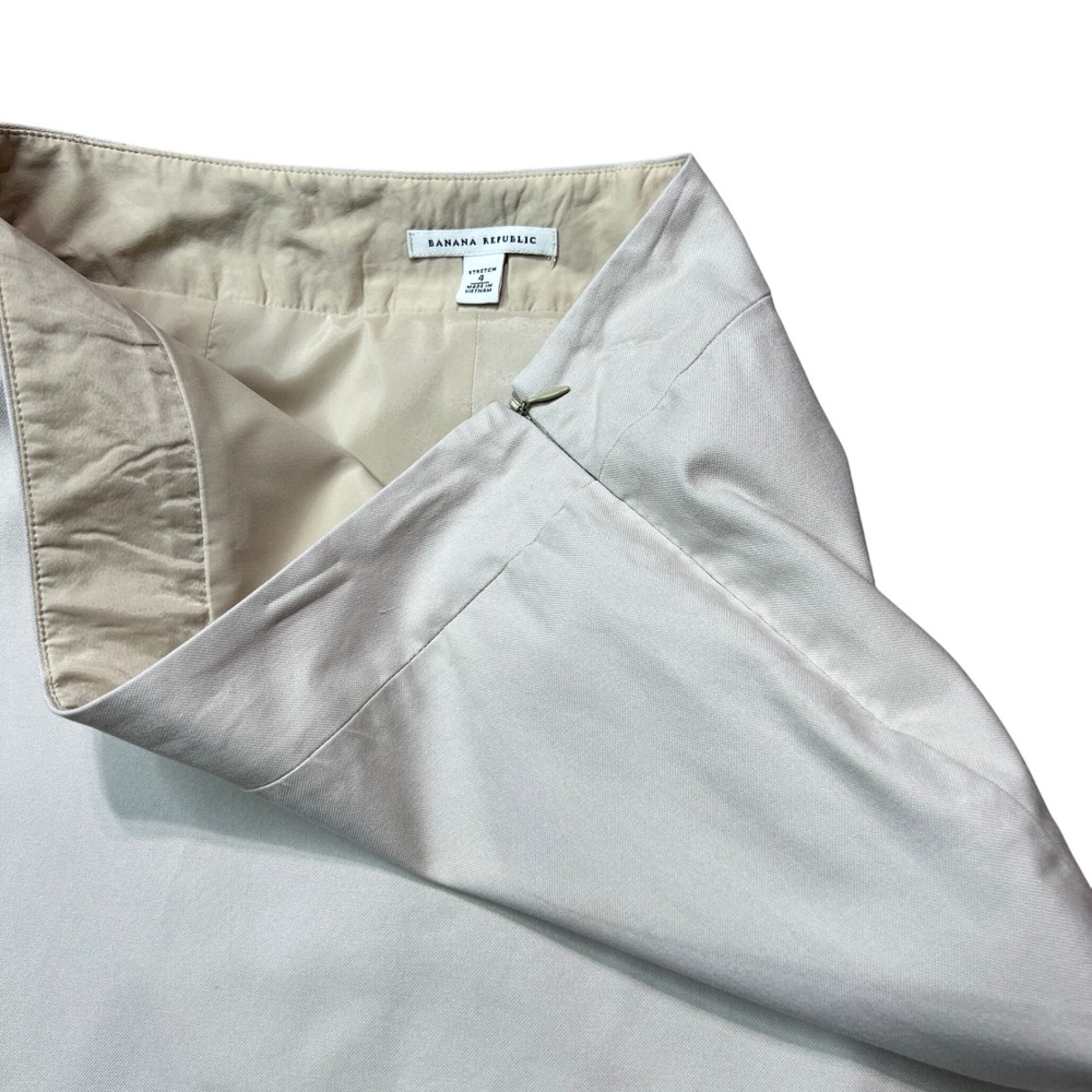 Banana Republic Beige Stretch A-Line Mini‎ Skirt Size 4 Side Zip - Picture 6 of 11